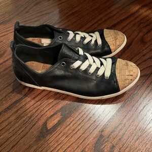 Black Leather Women's Sneakers